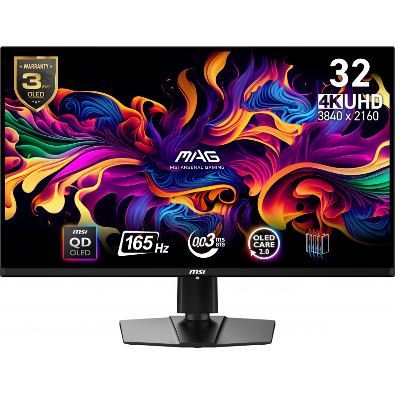 MSI MAG 321UP QD-OLED монитор для ПК 80 cm (31.5") 3840 x 2160 пикселей 4K Ultra HD QDOLED Черный