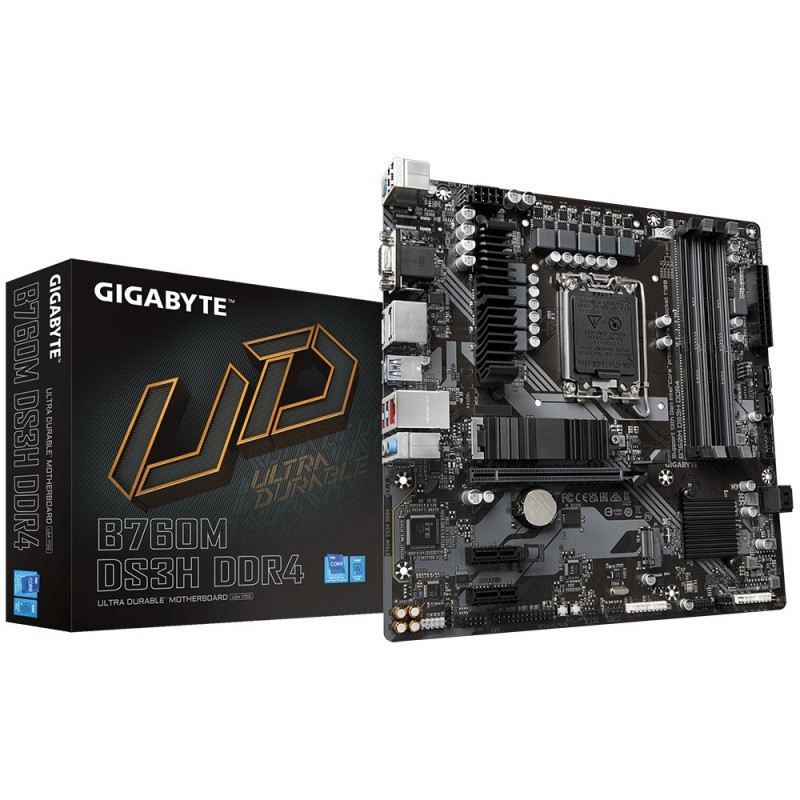GIGABYTE B760M DS3H DDR4 mātes plate Intel B760 Express LGA 1700 mikro ATX GIGABYTE B760M DS3H DDR4 mātes plate Intel B760 Express LGA 1700 mikro ATX