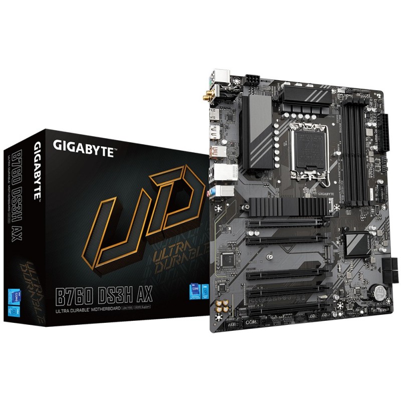GIGABYTE B760 DS3H AX mātes plate Intel B760 Express LGA 1700 ATX
