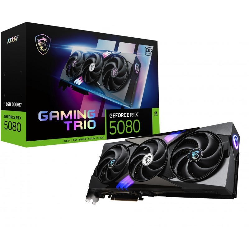 MSI GAMING GEFORCE RTX 5080 16G TRIO OC видеокарта NVIDIA 16 GB GDDR7 MSI GAMING GEFORCE RTX 5080 16G TRIO OC видеокарта NVIDIA 16 GB GDDR7