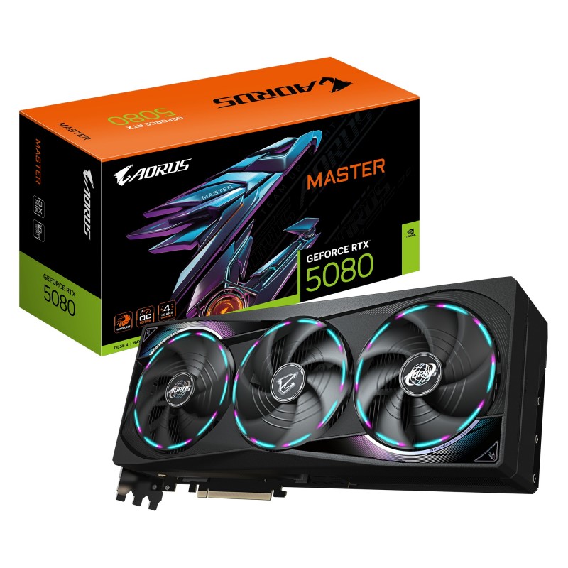 GIGABYTE AORUS GeForce RTX 5080 MASTER 16G NVIDIA 16 GB GDDR7 GIGABYTE AORUS GeForce RTX 5080 MASTER 16G NVIDIA 16 GB GDDR7