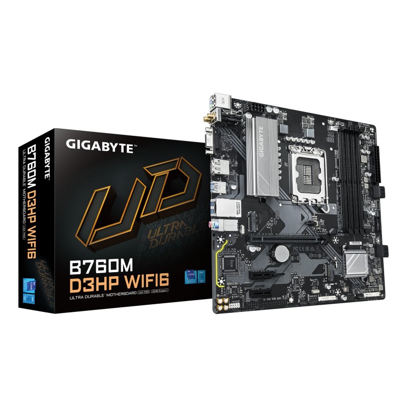 GIGABYTE B760M D3HP WIFI6 mātes plate Intel B760 Express LGA 1700 mikro ATX