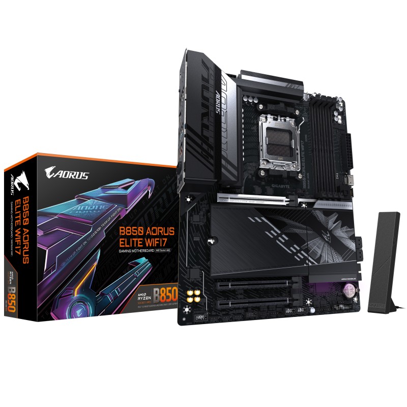 GIGABYTE B850 AORUS ELITE WIFI7 AMD B850 AM5 pieslēgvieta ATX GIGABYTE B850 AORUS ELITE WIFI7 AMD B850 AM5 pieslēgvieta ATX